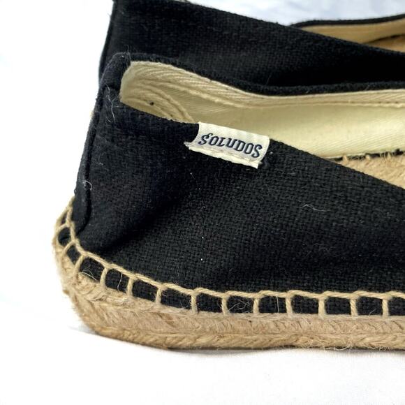 Soludos French Bulldog Embroidered Espadrilles Black Canvas Flats  Summer Vacay - Picture 7 of 16